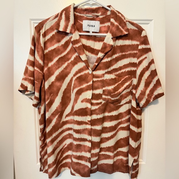 Pistola Zebra Print Button Down Size Large - Picture 1 of 7